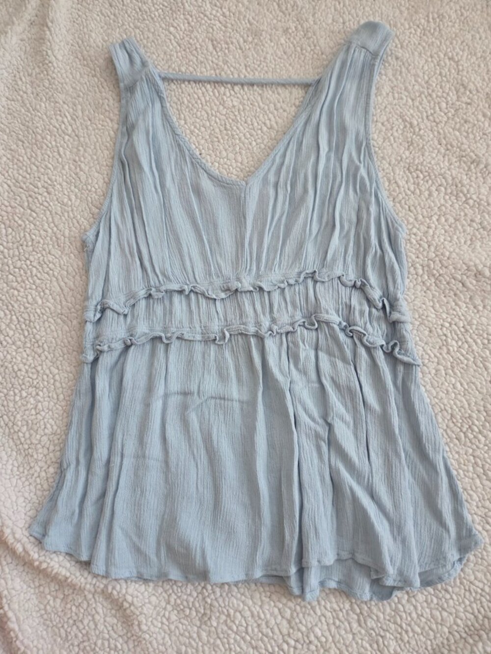 Maurice's XL Light Blue Flowy Ruffle Tank Top